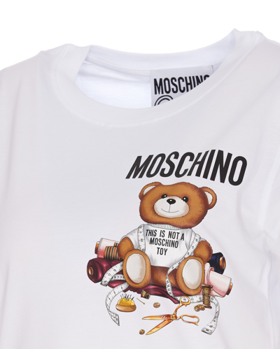Shop Moschino Teddy Logo Print T-shirt In White