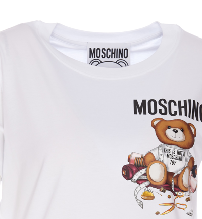 Shop Moschino Teddy Logo Print T-shirt In White