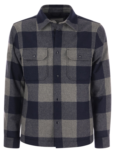 Shop Woolrich Alaskan Check Shirt Jacket In Blue/grey