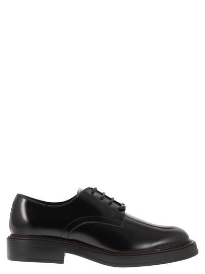 Shop Tod's Leather Lace-up In Black
