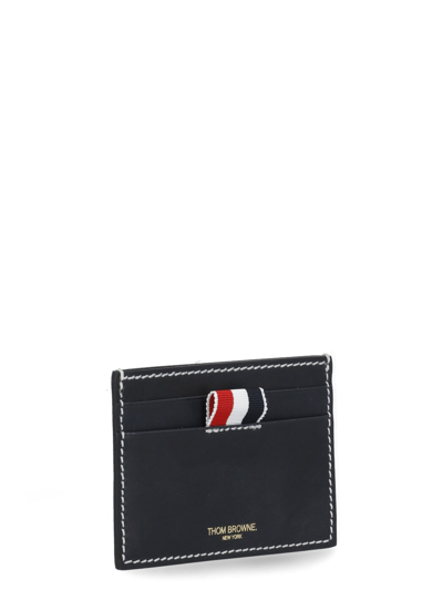 Shop Thom Browne Leather Cards Holder In Blue