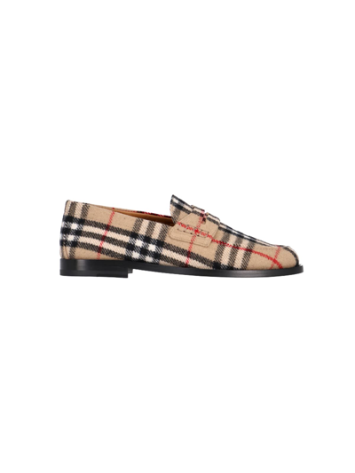 Shop Burberry Loafers In Beige