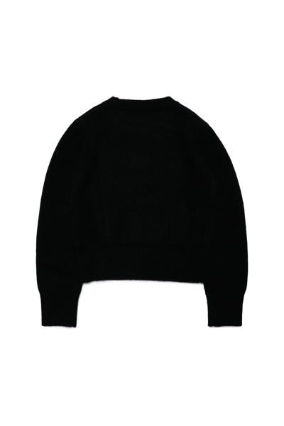 Shop Diesel Kareesa Knitwear  Cashmere Blend Sweater With Embroidered Logo In Black