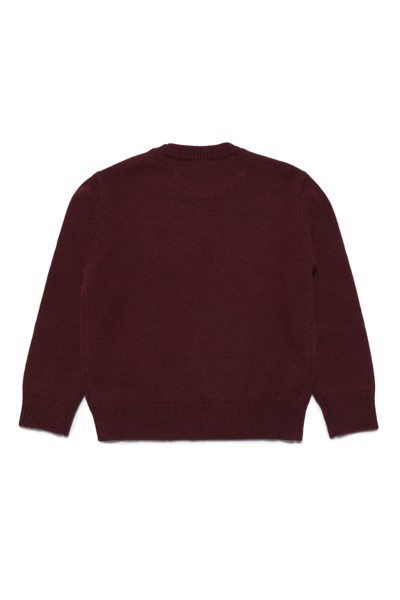 Shop Diesel Kolby Knitwear  Cashmere Blend Sweater With Embroidered Logo In Windsor Wine