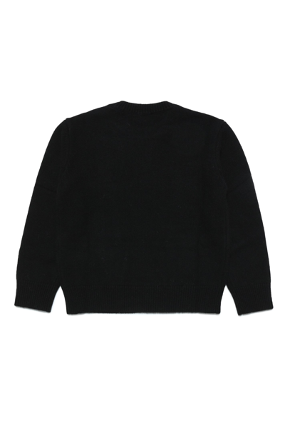 Shop Diesel Kolby Knitwear  Cashmere Blend Sweater With Embroidered Logo In Black