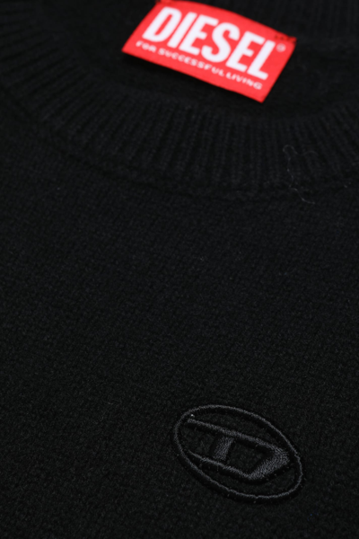 Shop Diesel Kolby Knitwear  Cashmere Blend Sweater With Embroidered Logo In Black