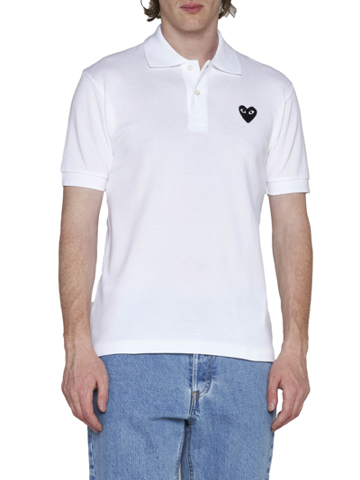Shop Comme Des Garçons Play Polo Shirt In White
