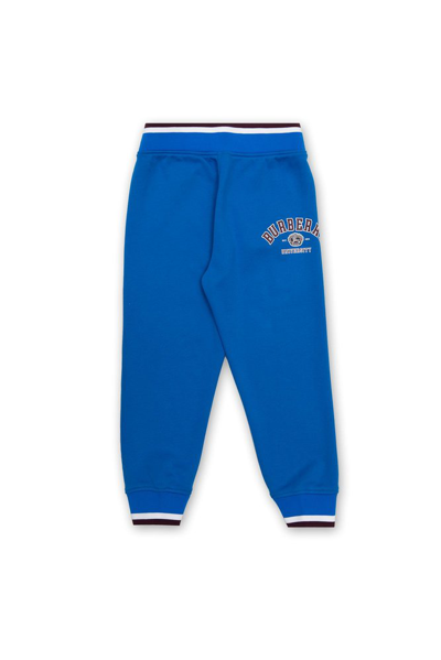 Shop Burberry Kids Logo Printed Sweatpants In Blue