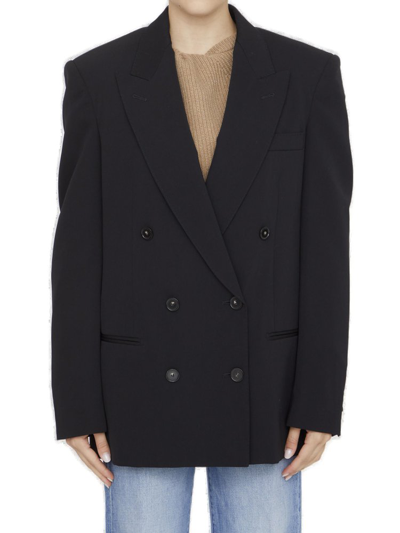 Shop Stella Mccartney Double Breasted Tailored Jacket In Black