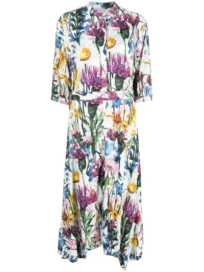 Shop Stella Mccartney Floral-print Belted Dress In Multicolour