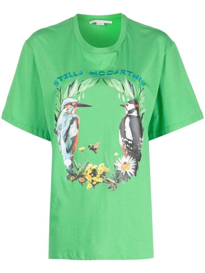 Shop Stella Mccartney Logo-embroidered T-shirt In Green