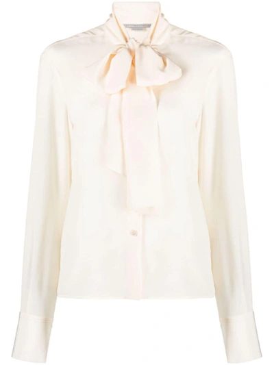 Shop Stella Mccartney Pussy-bow Shirt In Natural