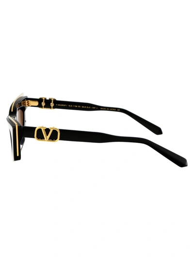Shop Valentino Garavani Sunglasses In 113a Black - Yellow Gold W/ Dark Grey - Ar