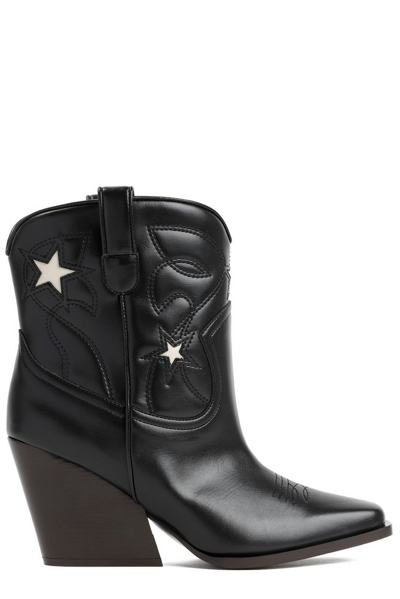 Shop Stella Mccartney Cloudy Alter Mat Star Embroidery Cowboy Boots In Black