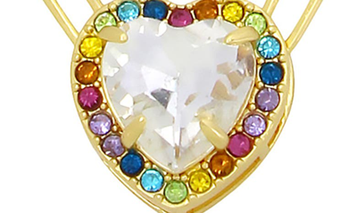 Shop Kurt Geiger Rainbow Pavé Heart Pendant Necklace In Multi
