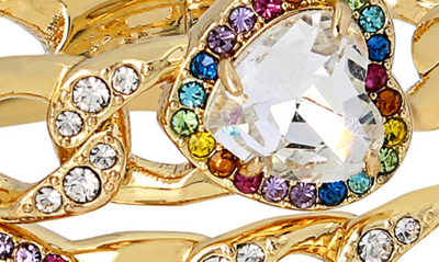 Shop Kurt Geiger Crystal Heart Hinge Bracelet In Gold Multi