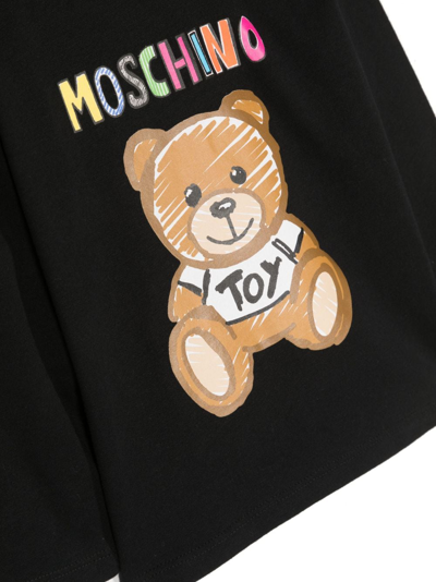 Shop Moschino Leo Teddy-print Cotton Sweatshirt In Black