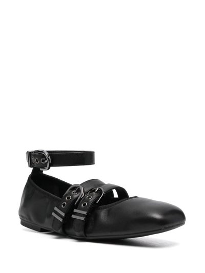 Shop Stuart Weitzman Maverick Leather Ballerina Shoes In Black