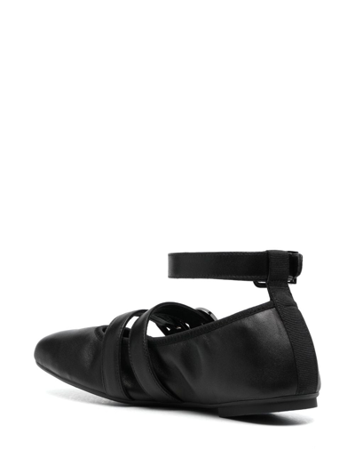 Shop Stuart Weitzman Maverick Leather Ballerina Shoes In Black