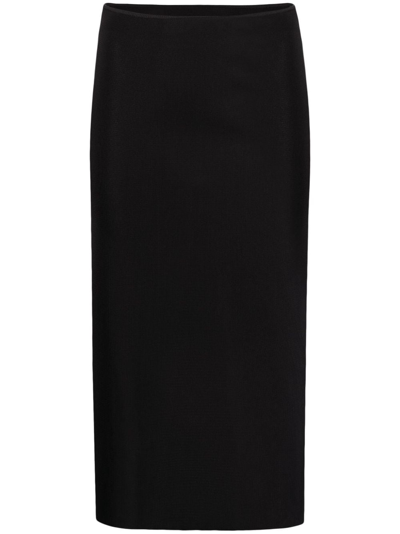 Tom Ford Black Zip Midi Skirt In Black