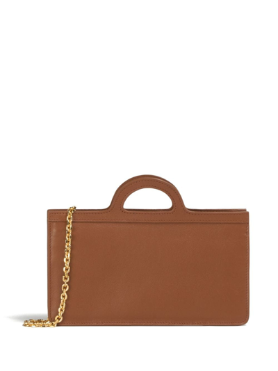 Marni Tropicalia Debossed-logo Leather Bag In Brown