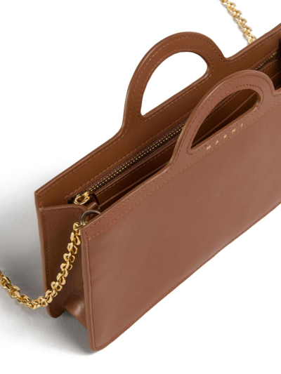 Marni Tropicalia Debossed-logo Leather Bag In Brown