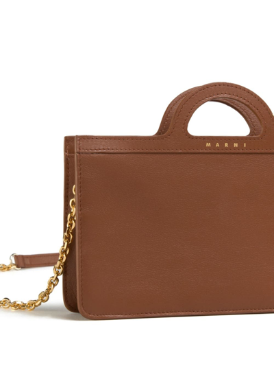 Marni Tropicalia Debossed-logo Leather Bag In Brown