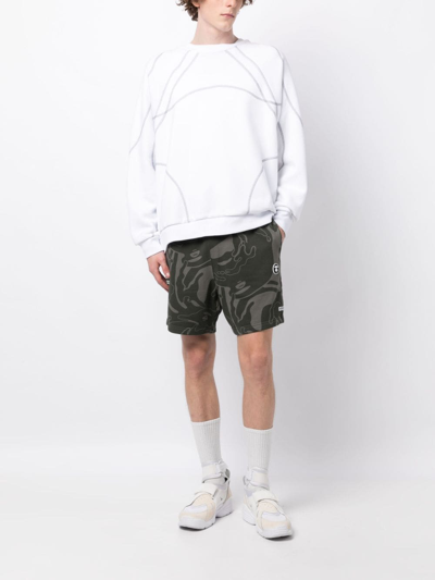 Shop Aape By A Bathing Ape Swirl-print Drawstring Track Shorts In Green