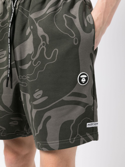 Shop Aape By A Bathing Ape Swirl-print Drawstring Track Shorts In Green