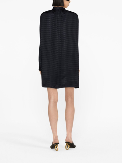 Shop Fabiana Filippi Houndstooth-print Minidress In Blue