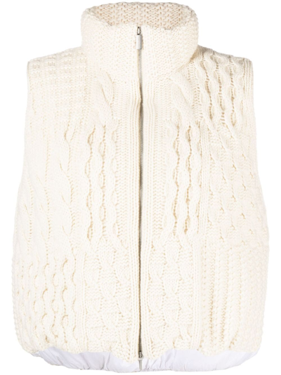 Shop Fabiana Filippi Knit-panel Padded Vest In White