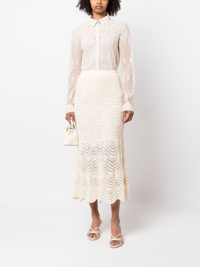 Fabiana Filippi Sheer-lace Button-up Shirt In Neutrals