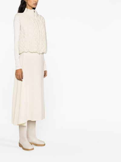 Shop Fabiana Filippi Knit-panel Padded Vest In White