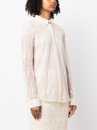 Fabiana Filippi Sheer-lace Button-up Shirt In Neutrals