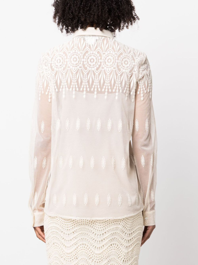 Fabiana Filippi Sheer-lace Button-up Shirt In Neutrals