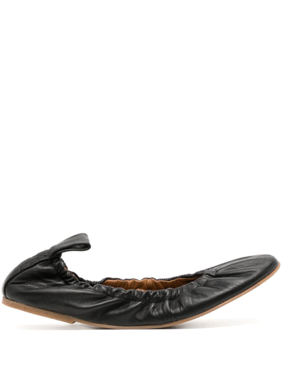 Shop Atp Atelier Teano Leather Ballerina Shoes In Black
