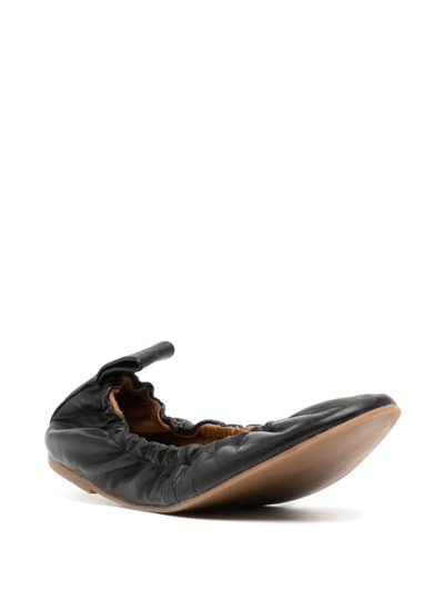 Shop Atp Atelier Teano Leather Ballerina Shoes In Black