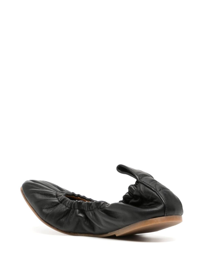 Shop Atp Atelier Teano Leather Ballerina Shoes In Black