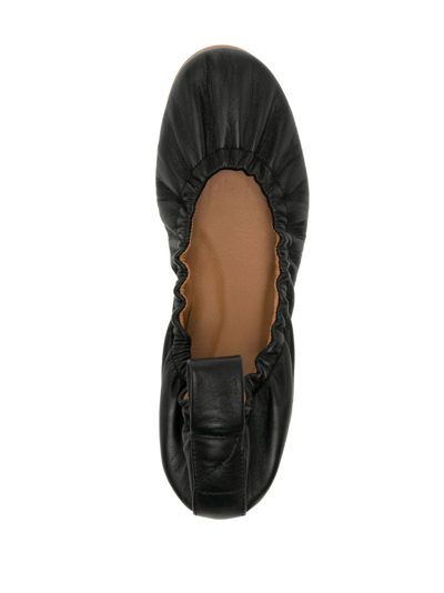 Shop Atp Atelier Teano Leather Ballerina Shoes In Black