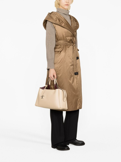 Shop Tod's Medium Boston Leather Tote Bag In Neutrals