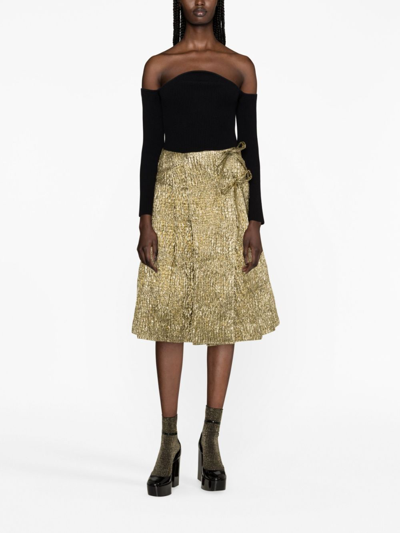 Shop Simone Rocha Metallic-effect Crinkled A-line Skirt In Gold