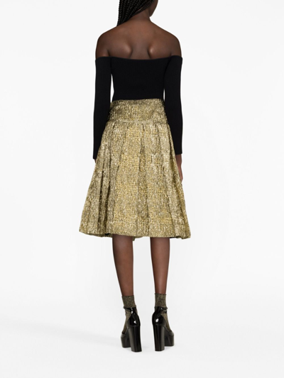 Shop Simone Rocha Metallic-effect Crinkled A-line Skirt In Gold