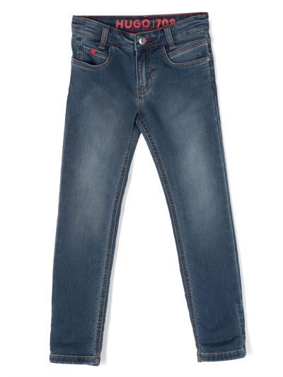 Shop Hugo Straight-leg Mid-rise Jeans In Blue
