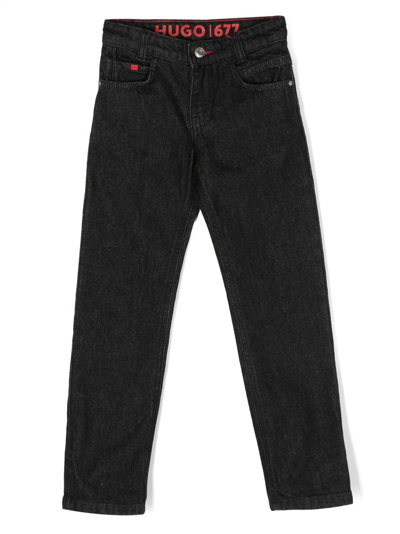 Shop Hugo Straight-leg Cotton Jeans In Black
