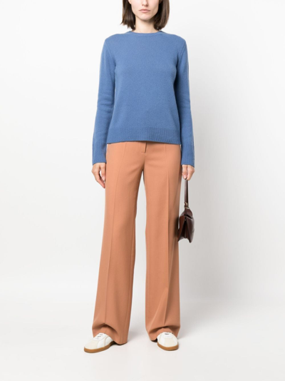 Shop Vince Purl-knit Cashmere Top In Blue