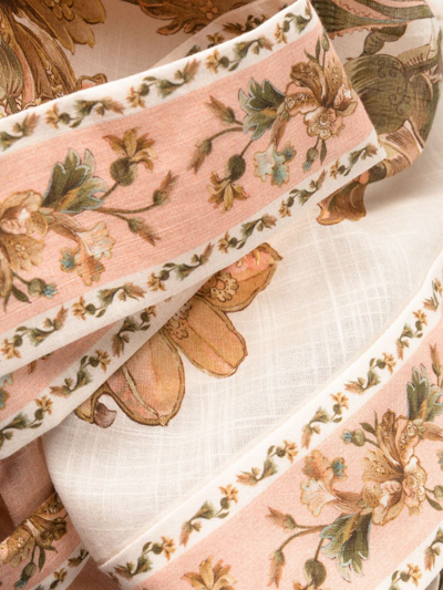 Shop Zimmermann Chintz Floral-print Cotton Wrap Minidress In Pink