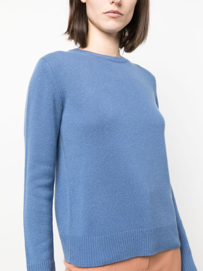 Shop Vince Purl-knit Cashmere Top In Blue