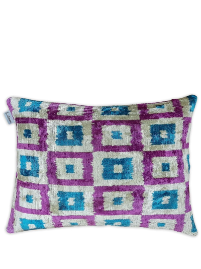 Les-ottomans Velvet Cushion In Blue