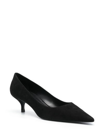 Shop Stuart Weitzman Stuart 50mm Suede Kitten Pumps In Black