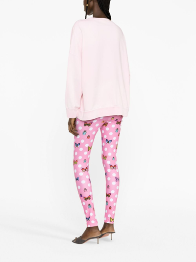 Versace Sweatshirt Sweatshirt Fabric Series Neon Effect Logo Print In Pink